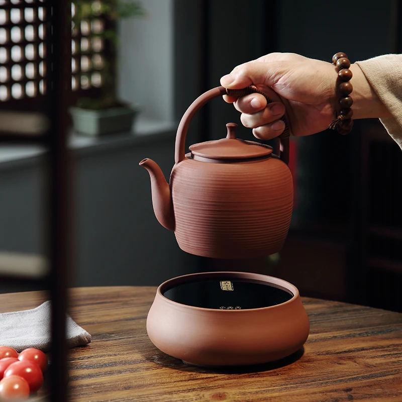 潮州砂铫红泥日式提梁壶烧水壶急须壶家用功夫茶炭炉电陶炉煮茶壶