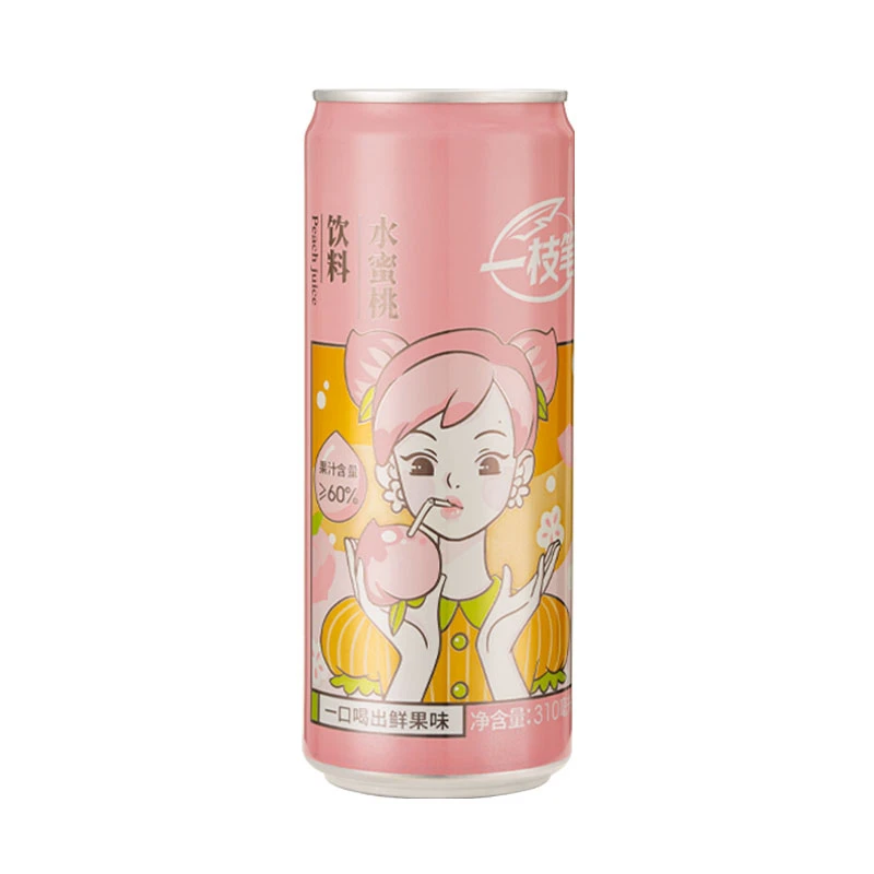 一枝笔水蜜桃汁饮料310ml*8罐果汁含量≥60%听装整箱直发正宗特价