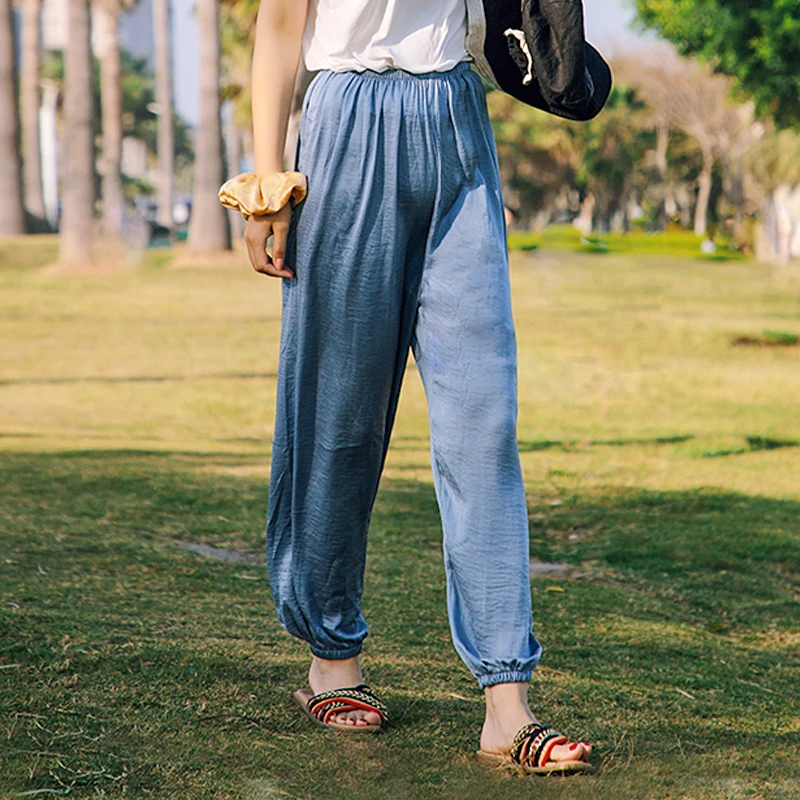 凉凉裤女夏季薄款宽松束脚防蚊裤大人灯笼裤冰丝裤子大码防晒裤