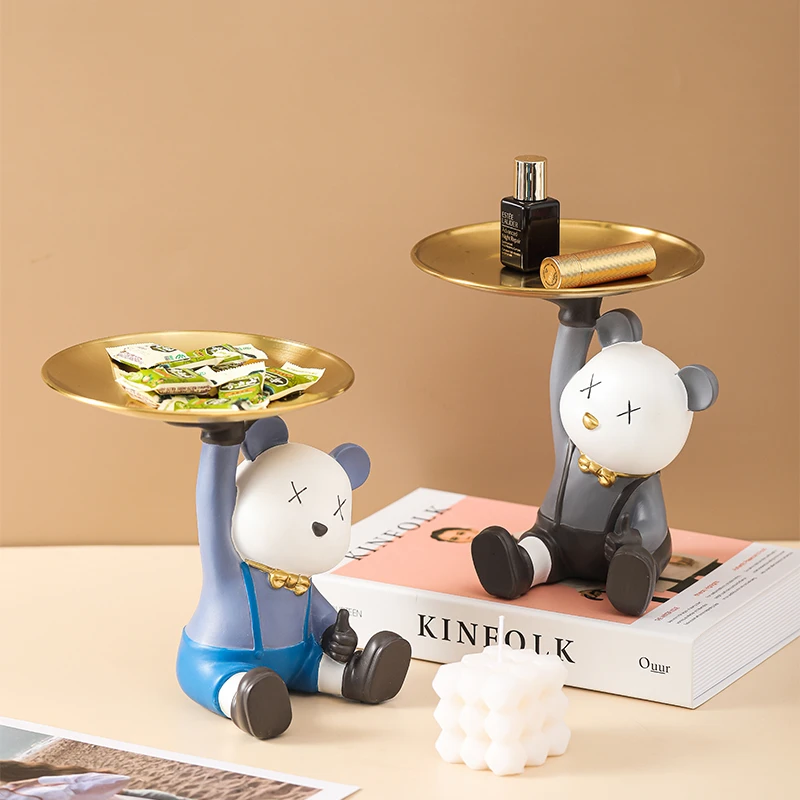 【敏】网红暴力熊零食水糖果盘家用客厅电视柜进玄关钥匙收纳摆件