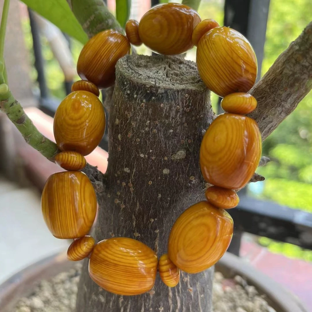 血龙腰鼓珠高油密2.0规格款式似玉非玉似木非木琥珀木手串男士