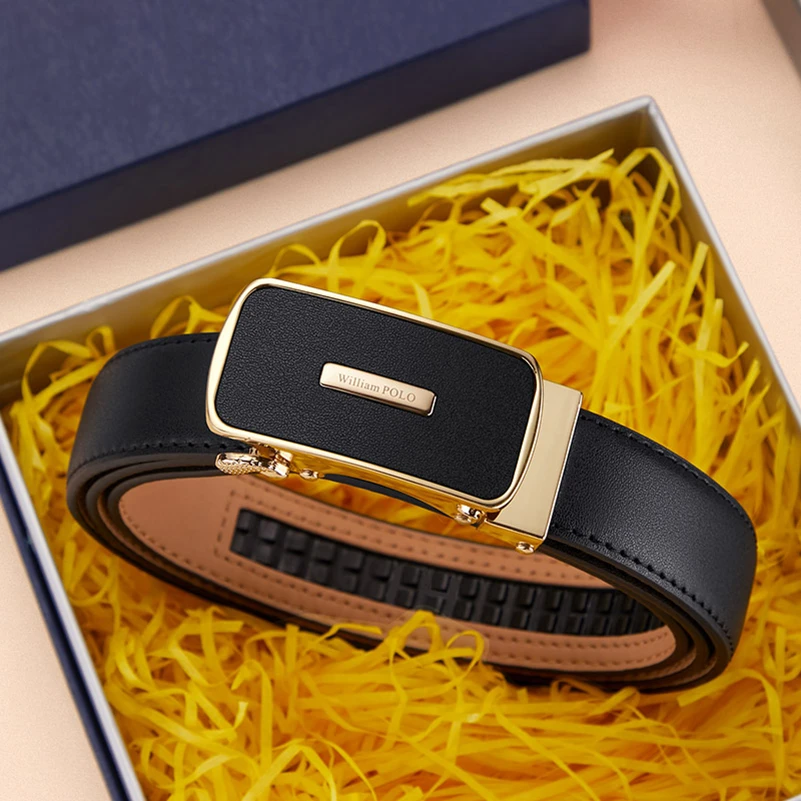 英皇保罗皮带女真皮时尚百搭网红款自动扣腰带新款纯牛皮裤带