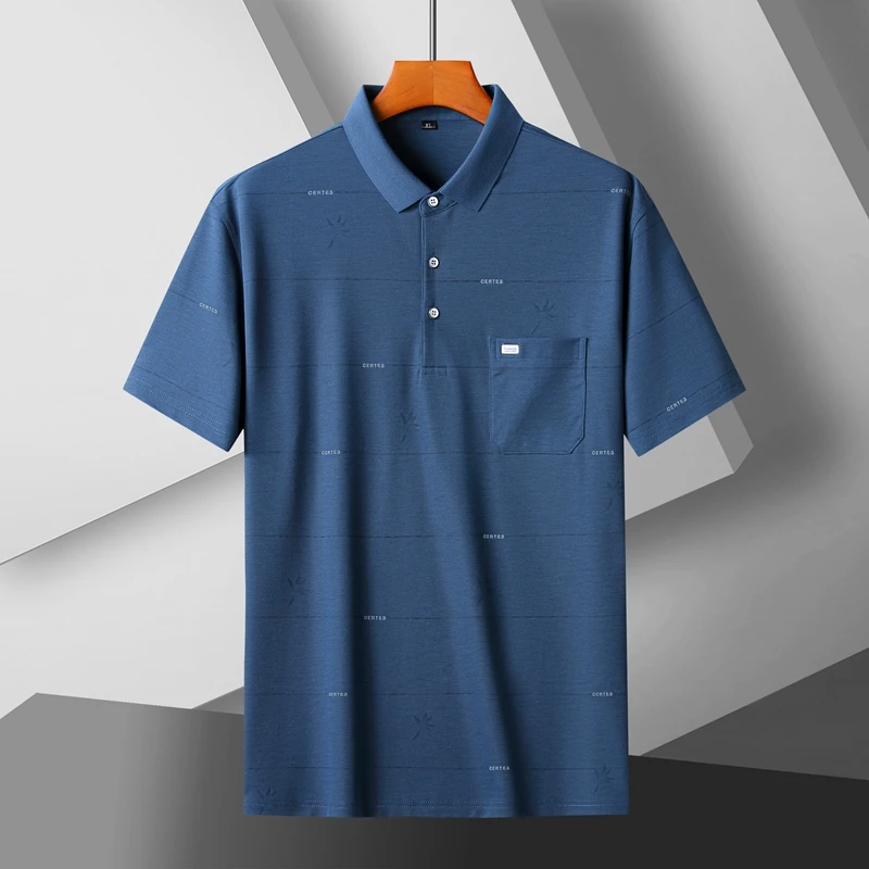 夏季加大加肥翻领宽松大码中老年爸爸装休闲短袖男士半袖薄款商务