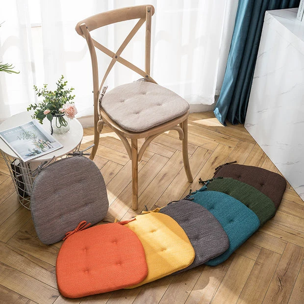 椅垫坐垫家用餐椅垫学生座垫马蹄形屁股垫防滑棉麻椅子垫四季通用
