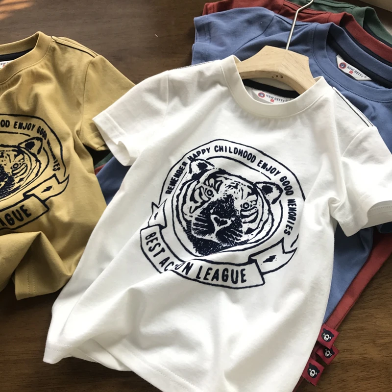 童装儿童夏季新款字母卡通印花短袖T恤男童中大童圆领时尚上衣