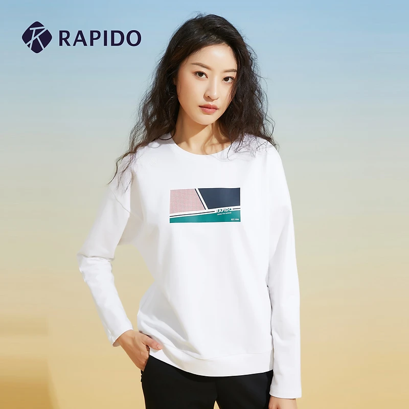 RAPIDO 雳霹道 秋季新品女子毛圈布印花圆领长袖卫衣CP1741L39