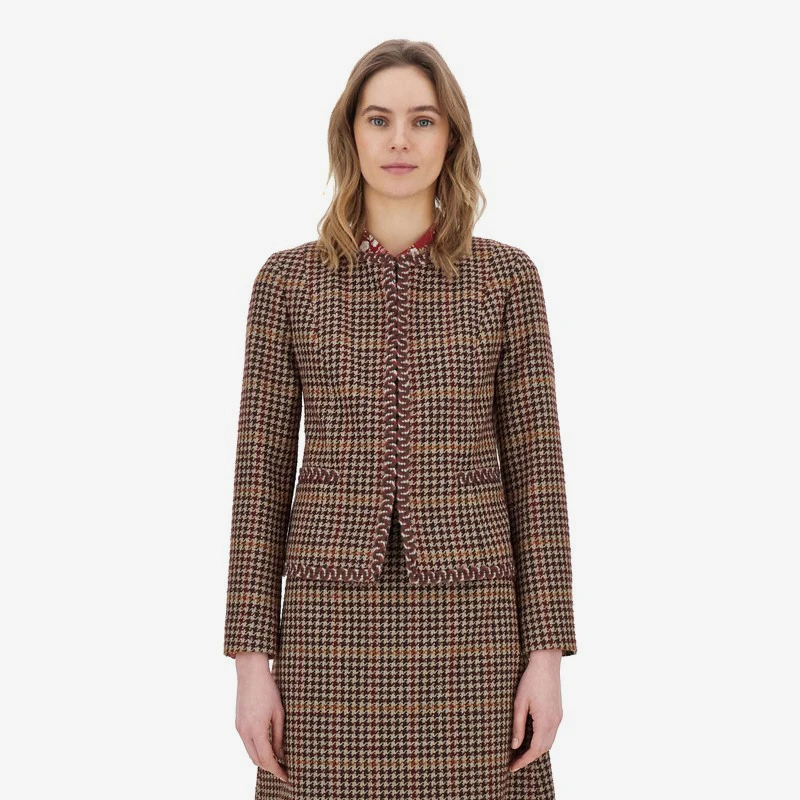 全新未使用 MaxMara 【国现】女士羊毛千鸟格图案夹克外套 Fanale