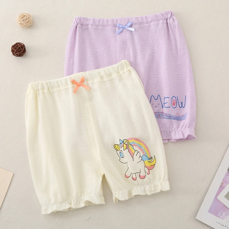 雨的印记竹节棉儿童短裤纯棉女童中小童家居宝宝三分裤吸汗薄