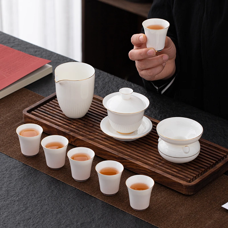 羊脂玉瓷功夫茶具套装 公司活动商务礼品定制