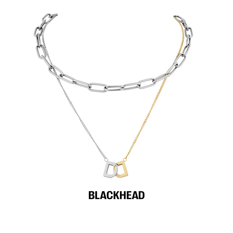 BLACKHEAD 钛钢项链 DC字母吊坠层次高级感链条锁骨链