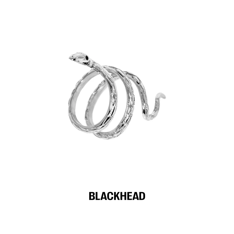 钛钢合成锆石戒指 缠绕蛇形钛钢戒指