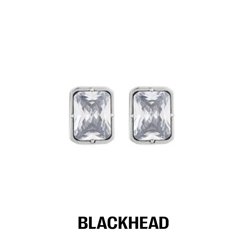 BLACK HEAD/黑头 钛钢仿水晶耳饰 深渊系列方钻钛钢耳钉