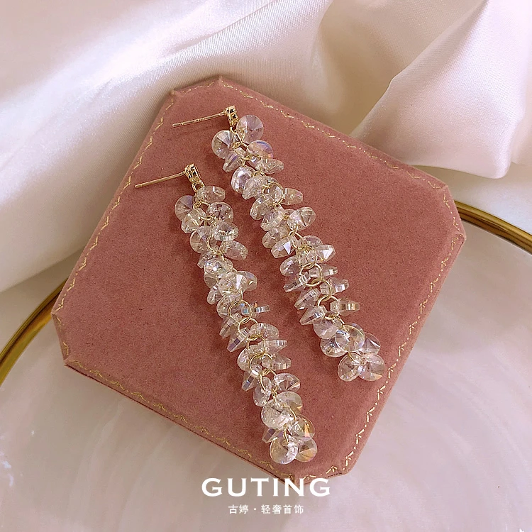 铜合金合成锆石耳饰 5244超仙长款流苏耳环甜美仙女首饰轻奢耳坠