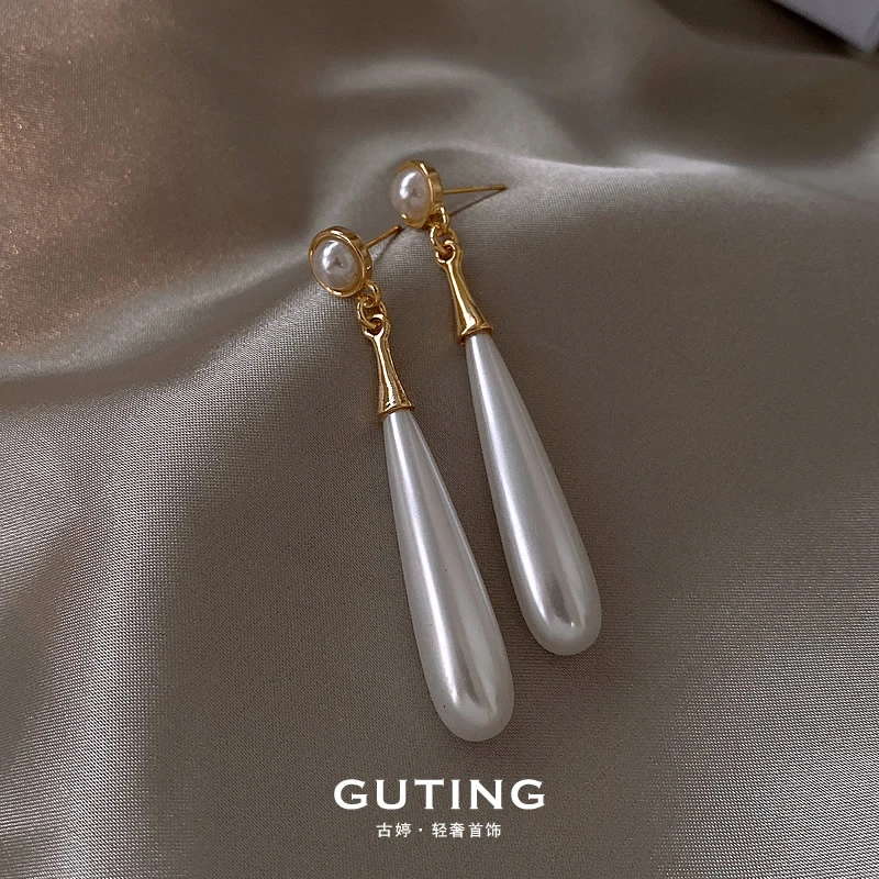 古婷/古婷 铜合金耳饰 10125优雅法式耳环长款复古高级感耳钉耳饰