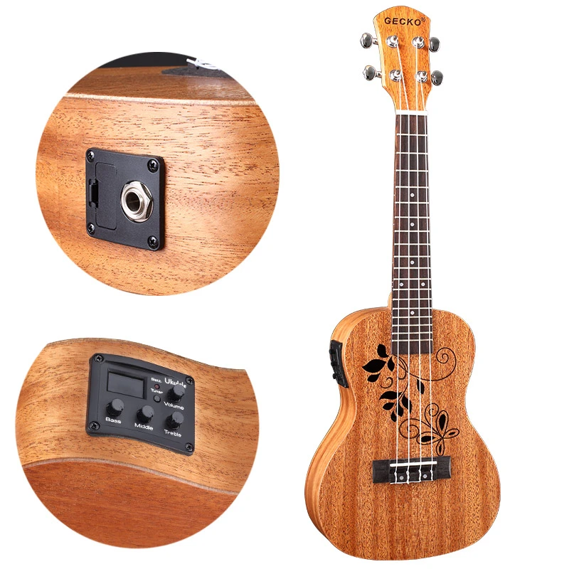 GECKO/壁虎尤克里里23寸桃花芯木儿童小吉他乌克丽丽女生电箱款