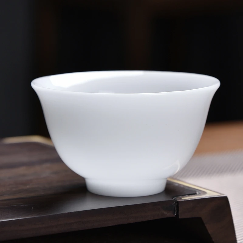 剑毫羊脂玉白瓷功夫茶杯个人专用泡茶盏主人杯正品简约细瓷品茗杯
