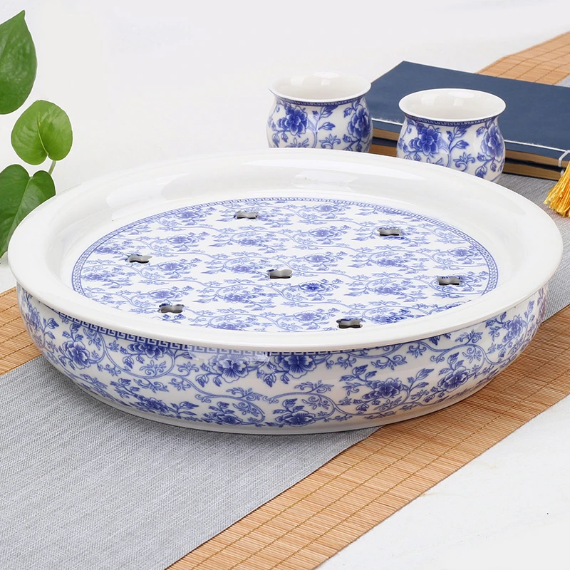 云龙陶瓷功夫茶具茶盘家用小号茶盘茶台茶托盘储水式茶海简约中式