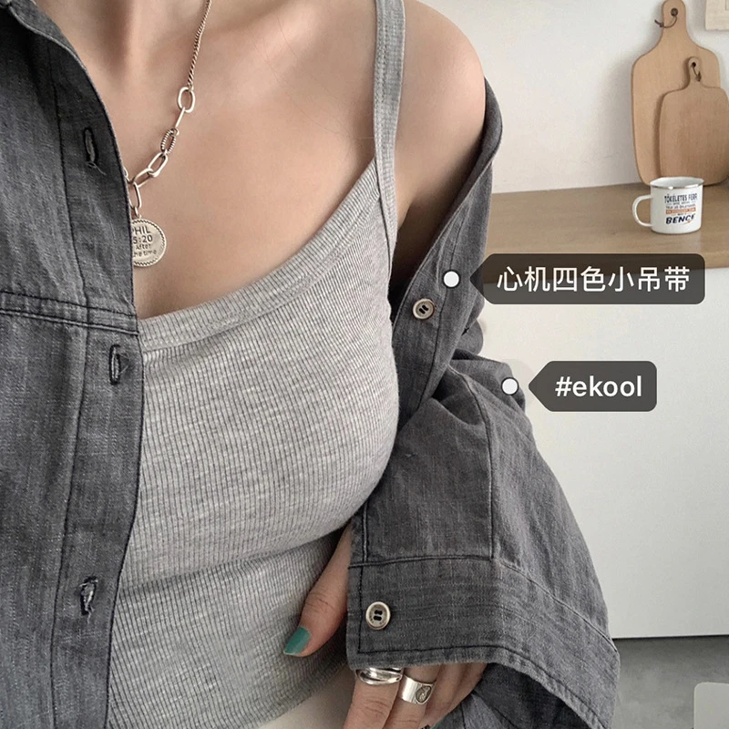 高弹螺纹棉冰感修身吊带背心女2025年夏季短款内搭显瘦百搭打底衫