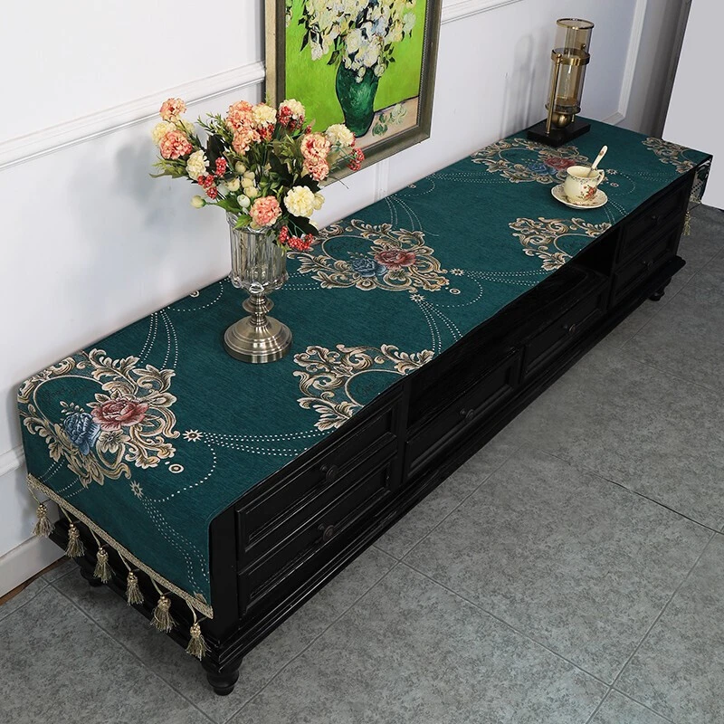 电视柜桌布长条欧式轻奢高档长方形台布布艺电视机柜防尘