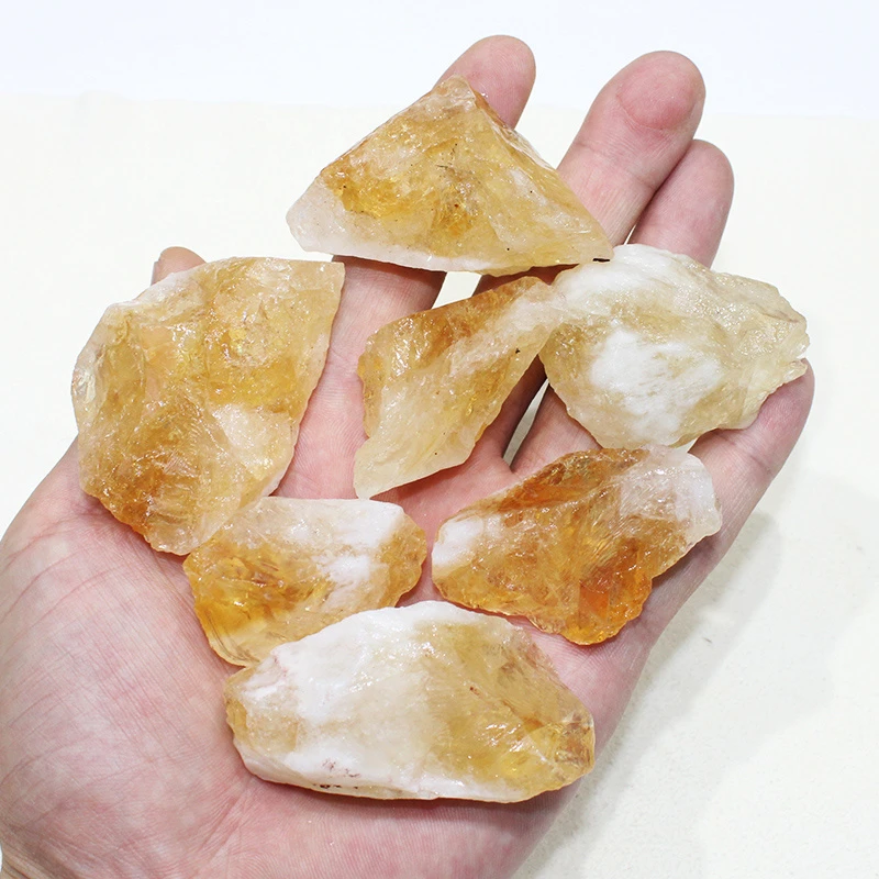 时玖天然黄水晶原石摆件矿石毛料宝石头鱼缸聚宝盆装饰水晶摆件