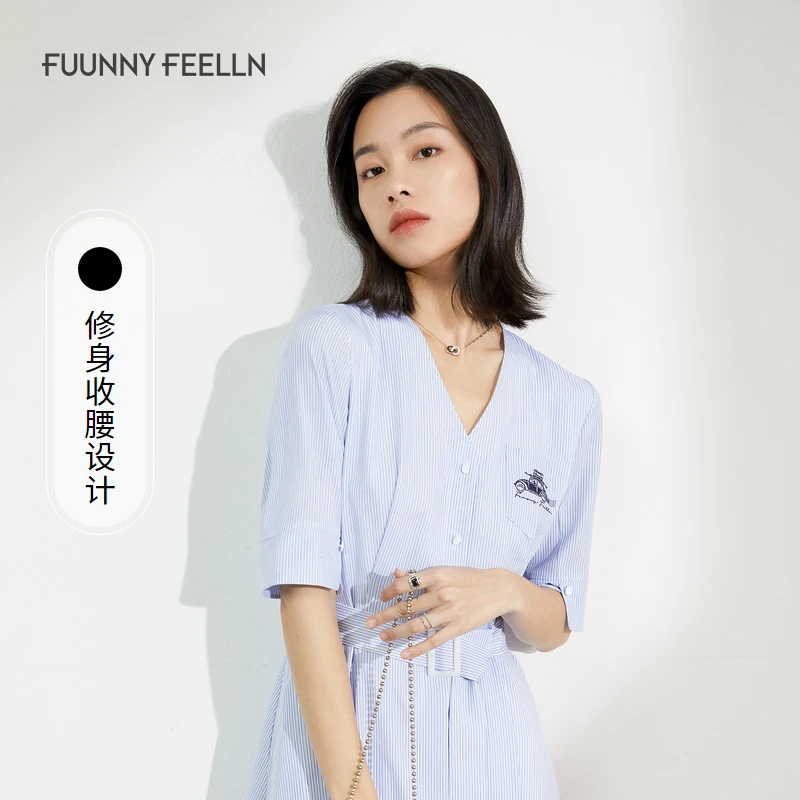 【达人专属】FF仿佛梭织中袖女装连衣裙显瘦优雅气质时尚FF01033