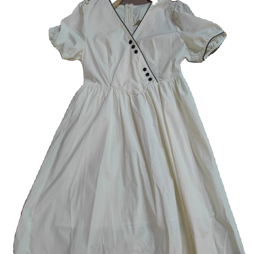 y59-500文文衬衫百搭宽松气质法式短袖夏季袖长款显瘦公主连衣裙