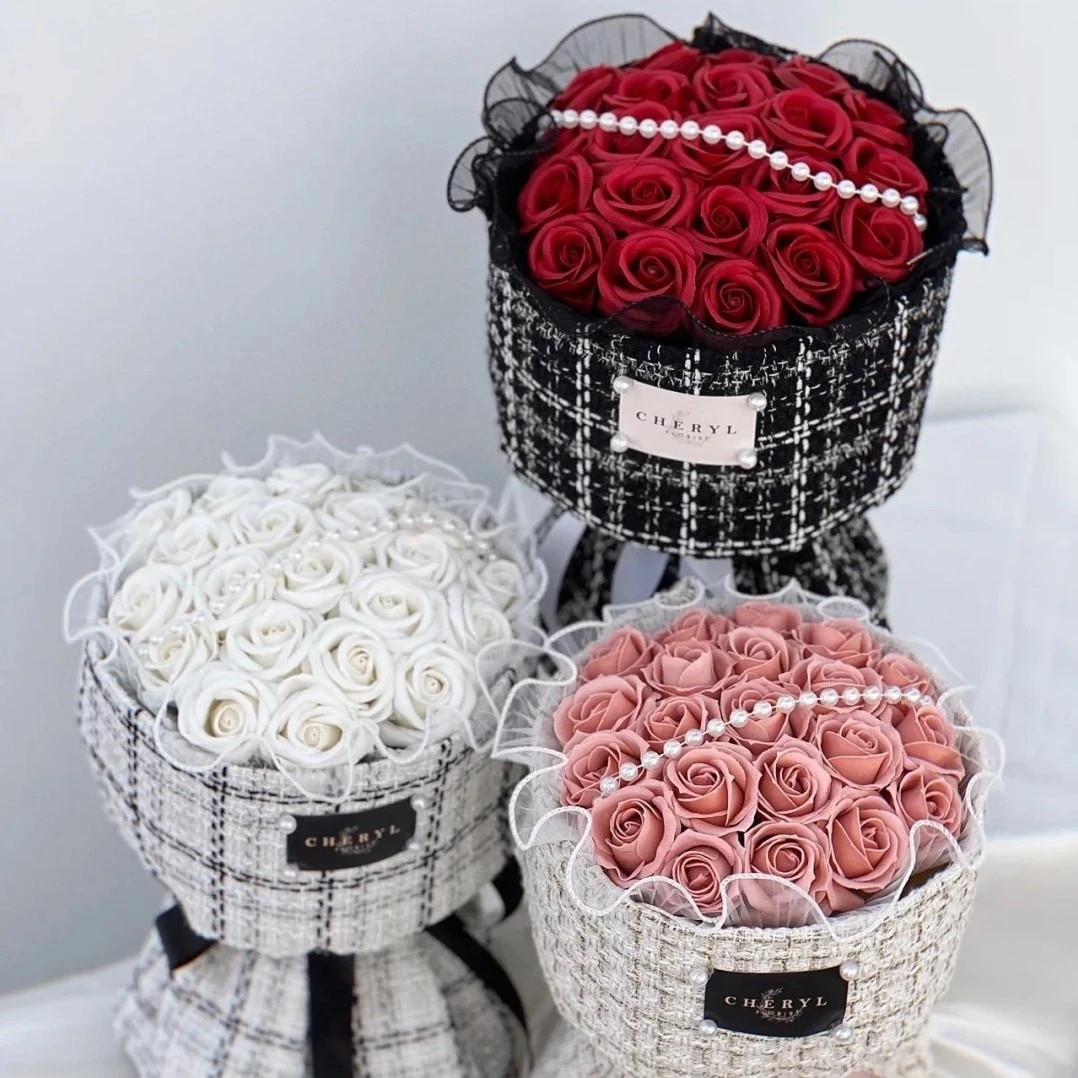 喜洋洋 圆形小香风花束包装布 布艺包花布 鲜花包装材料 花店用品