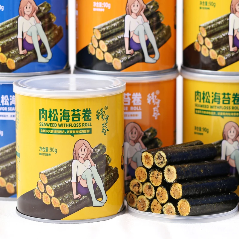 韩海妈妈海苔卷鳕鱼松海苔卷肉松海苔夹心卷罐装芝士夹心脆虾松卷