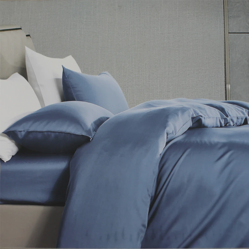 外贸原单天然竹纤维四件套轻奢简约纯色欧式床品凉感透气适合裸睡