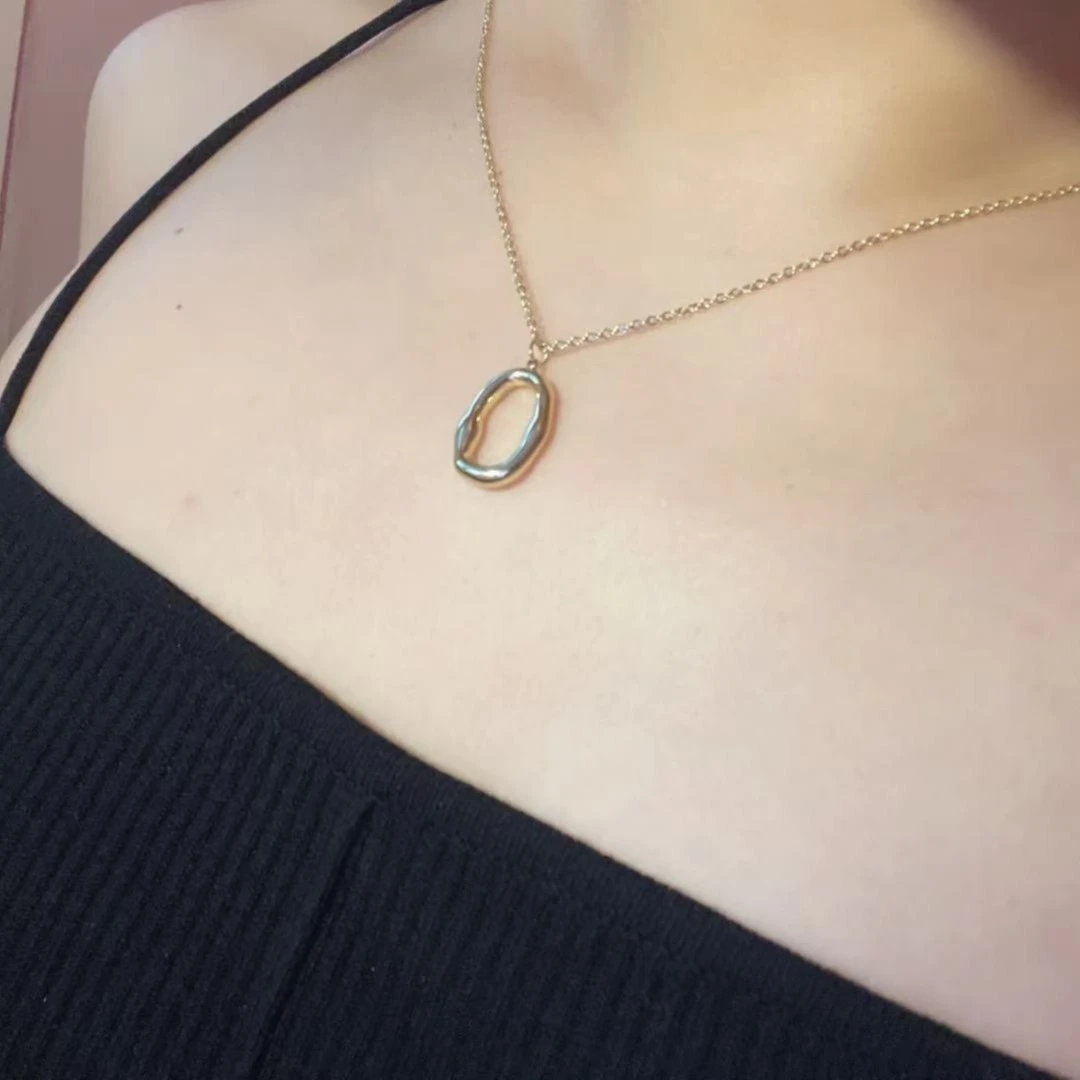 合金项链 欧美风简约熔烫金圈项链N234