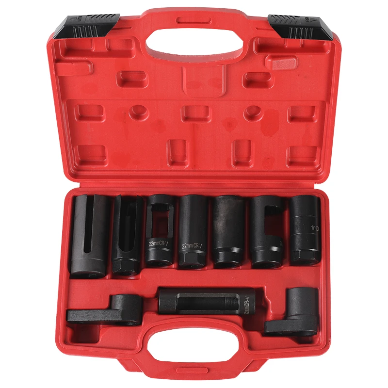 固耐卡优质氧传感器拆卸扳手套筒拆装工具含氧感应器拆卸装10件套