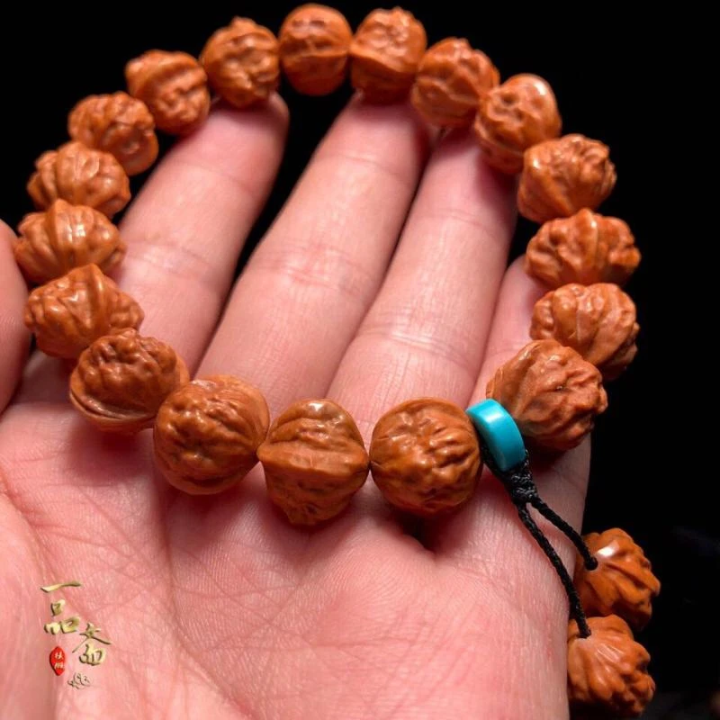 金蟾蛤蟆头核桃手串男款盘玩矮桩京八棱手持文玩桃胡龙纹桃核雕刻