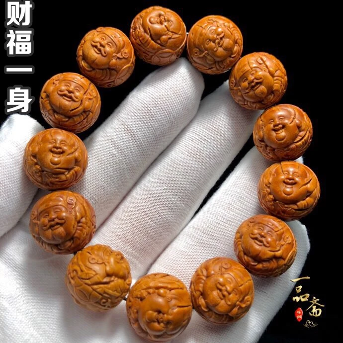 弥勒佛大龙纹桃核手串高端男士文玩核桃雕刻财迷财神猴头橄榄核雕