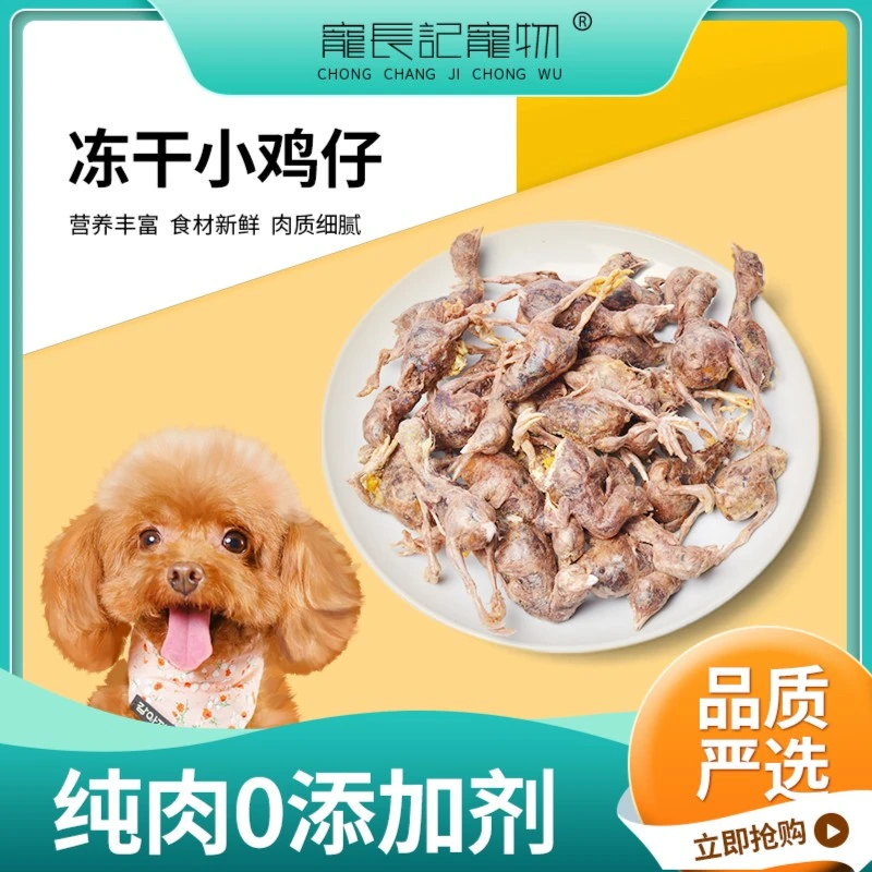 宠长记冻干小鸡仔狗零食 磨牙增肥猫零食鸡小仔冻干 宠物零食厂家