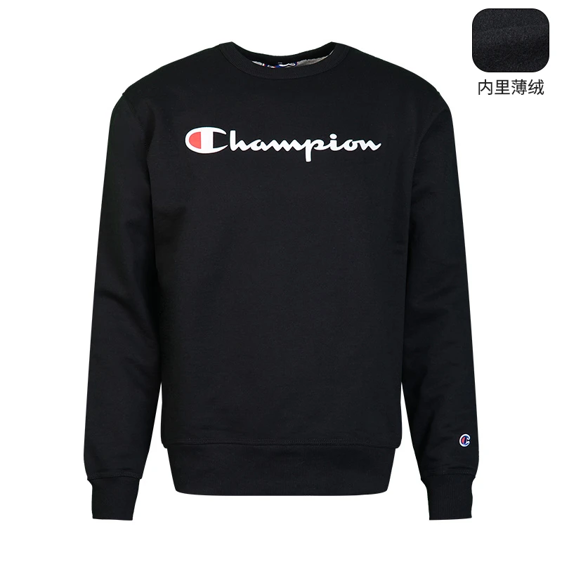 CHAMPION男士加绒春秋字母印花卫衣情侣款圆领套头上衣时尚男装
