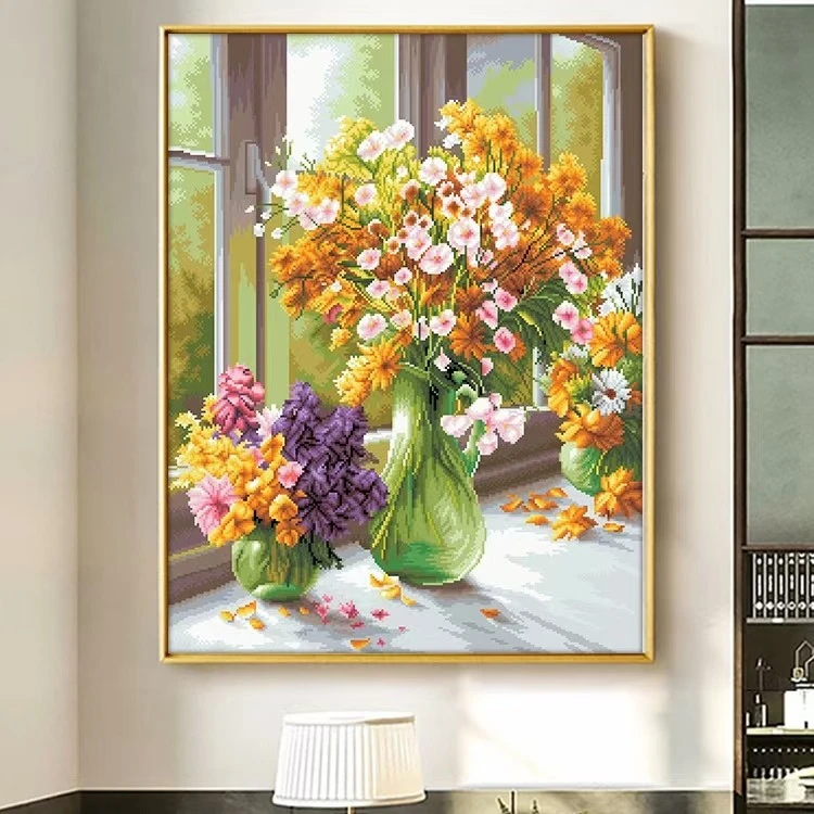 梵高莫奈油画 大格四股60*75厘米47色满绣印花精准