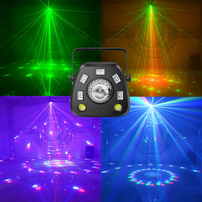 家用婚庆ktv四合一红绿激光魔球白光闪光灯投射输出舞厅蹦迪灯