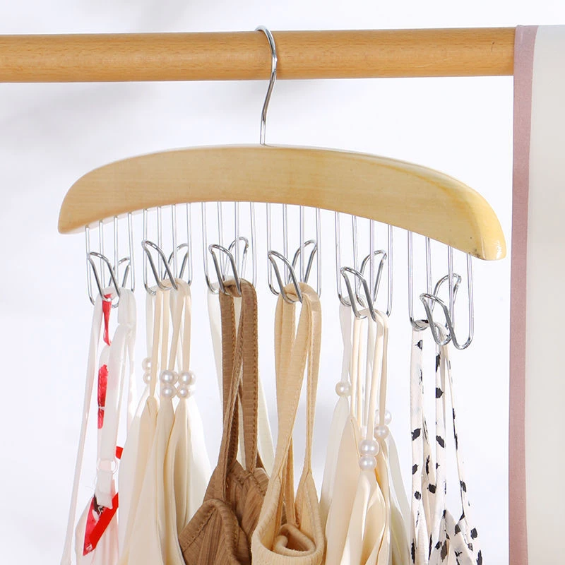 波浪衣架实木领带衣架皮带吊带收纳架家用多功能挂围巾内衣晾晒架
