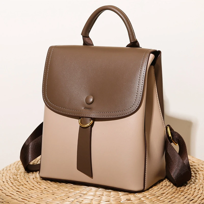 米琦袋鼠简约双肩包女2025新款潮洋气百搭女士背包时尚大号双肩包