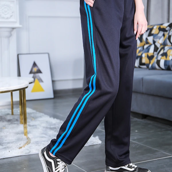 加肥加大加绒保暖黑色双蓝条藏蓝色两条蓝杠男生女生通用校服裤子