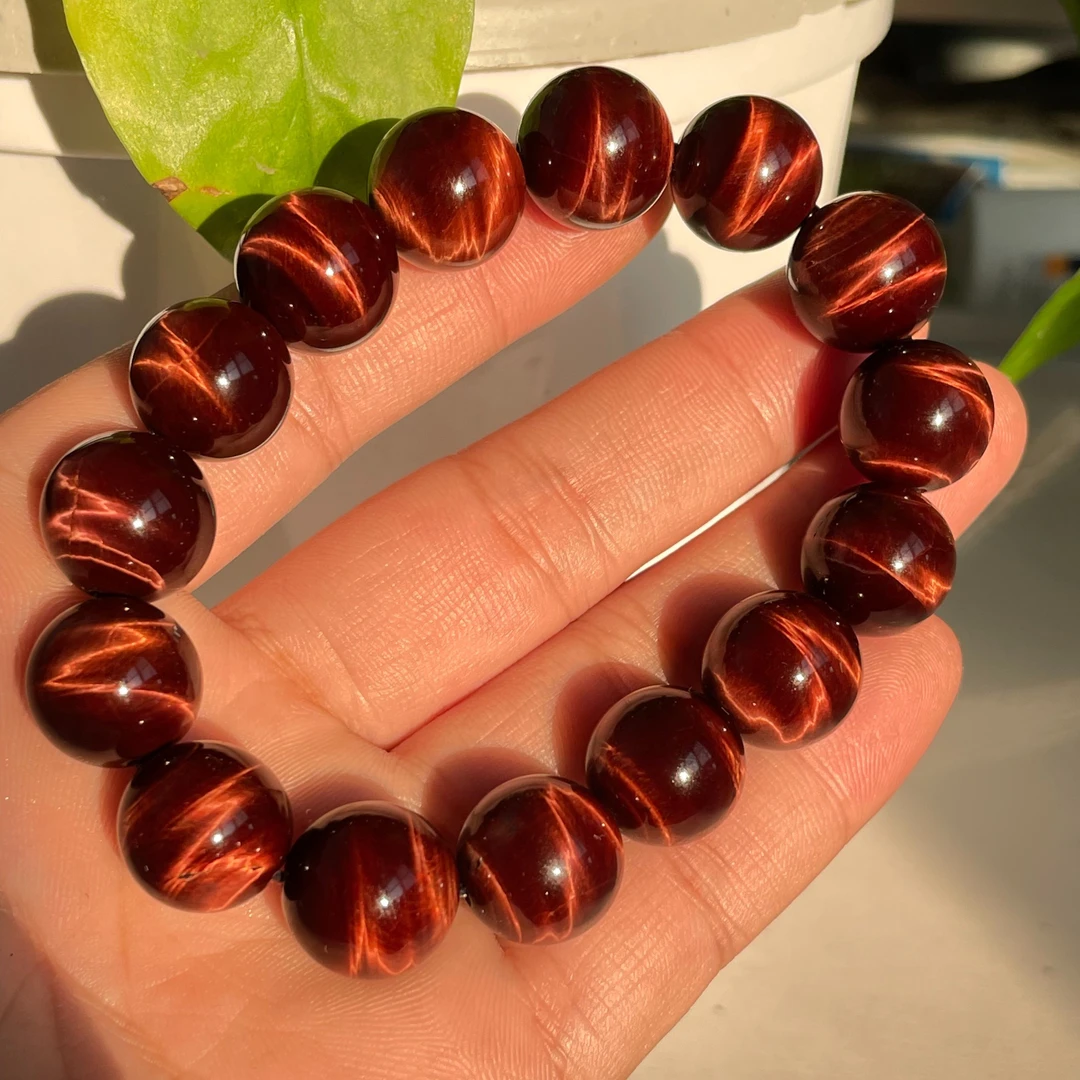 天然闪电纹红虎眼手链 虎睛石 木变石基地发货 一物一证民族风