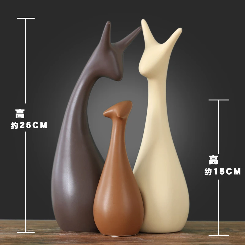现代简约家居陶瓷装饰品 客厅酒柜桌面创意摆件乔迁玄关卧室摆件