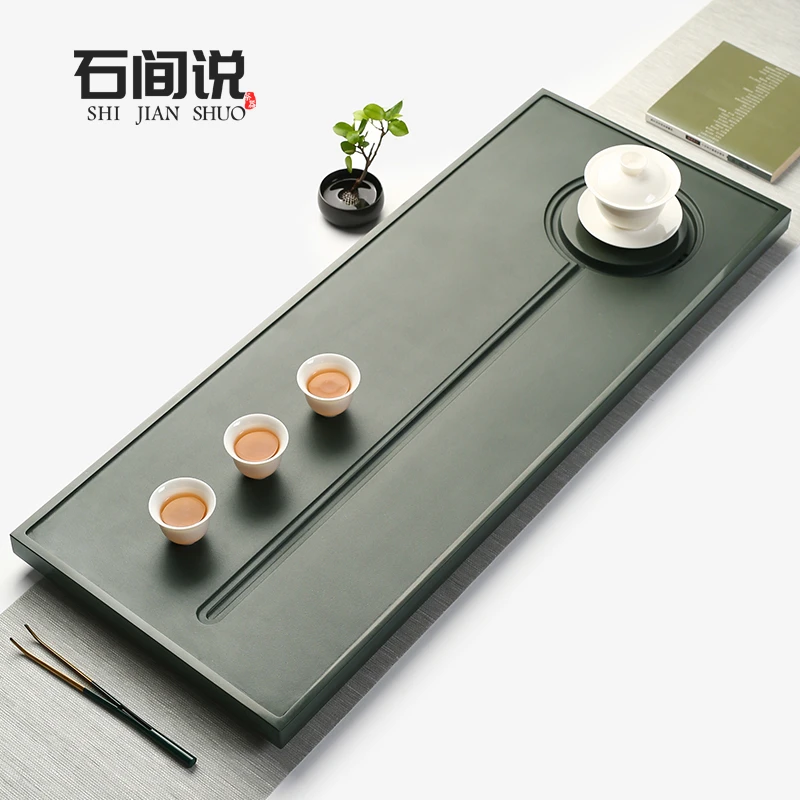 石间说天然天罗绿石茶盘高端上档次茶盘桌面专用茶盘禅圆家用茶台