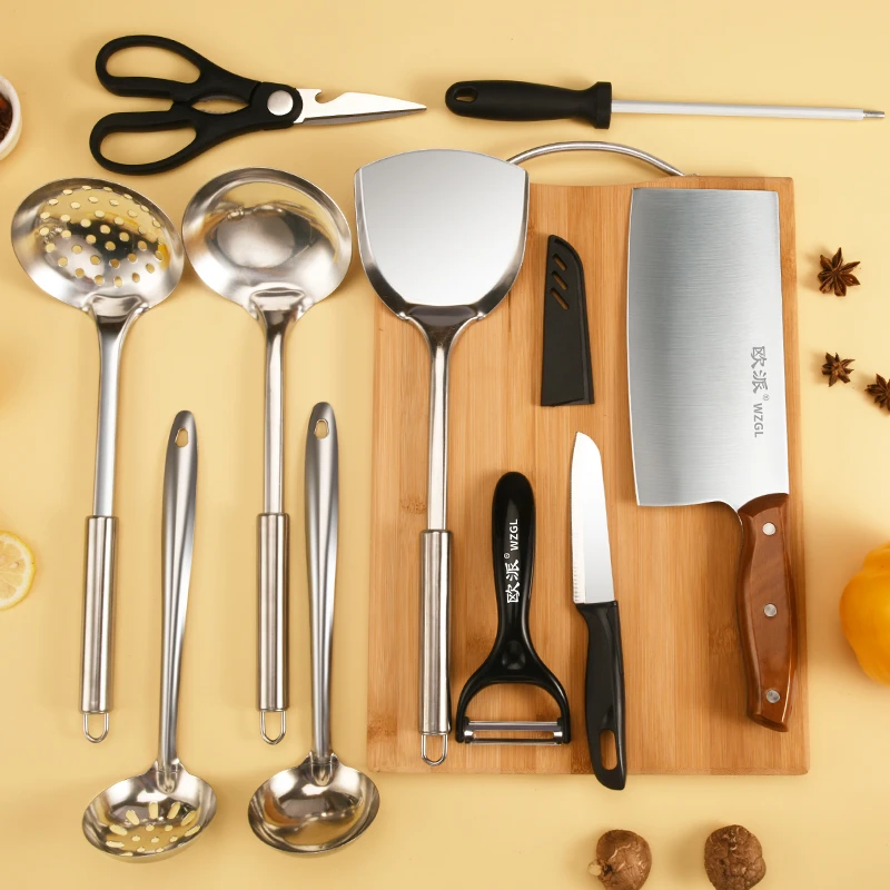 欧派菜刀菜板二合一厨房刀具套装超锋利不锈钢斩切刀厨具套装组合