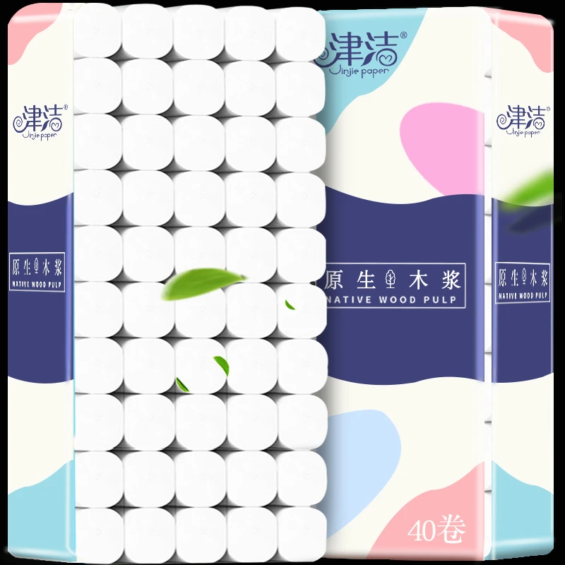津洁7斤40卷实芯卷筒纸家用卷纸卫生纸纸巾5层加厚家庭加量家庭装