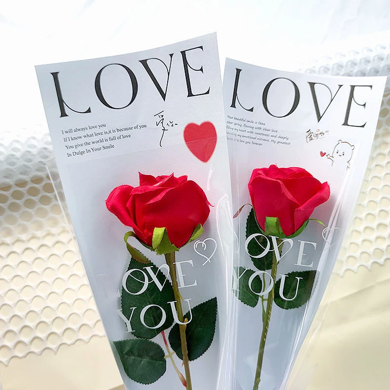 LOVE单支袋透明袋直筒袋询尚美品插花袋单支花束包装花艺