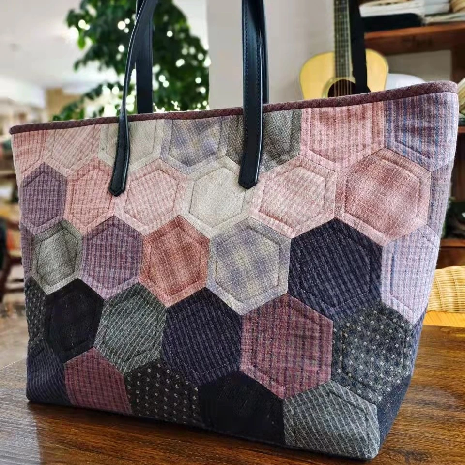 2201007指间祖母5拼布包托特包材料包先染大包单肩包48*34*29*16