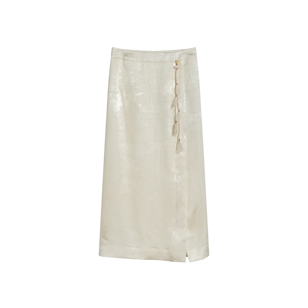 莨西子【清沐】新中式中国风日常休闲半身裙提花暗纹女士长裙夏气质