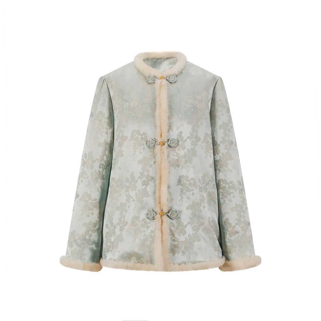 【烟淼】传统新中式轻奢毛条包边贵气保暖通勤秋冬棉衣民族风显瘦