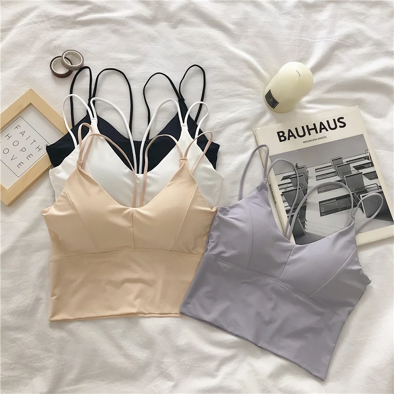 冰丝美背吊带交叉运动背心内搭无痕瑜伽薄款打底修身透气性感